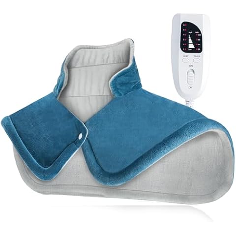 Heating Pad for Neck and Shoulders and Back Pain Relief Christmas Birthday Gifts for Women Mom Men Dad 2lb Weighted Electric Neck Heating Pad Shoulder Heating Pads 6 Heat Settings 4 Timers Auto-Off Cover