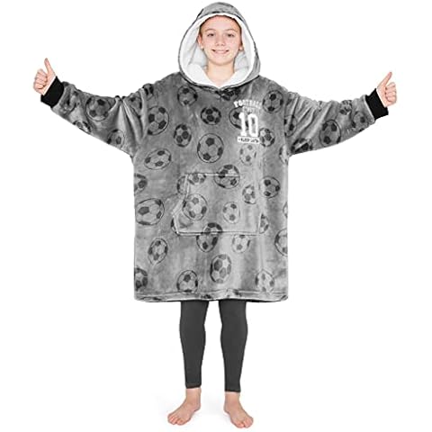 CityComfort Sudadera Niño Divertida - Sudadera Manta para Niños (Gris Futbol) Cover