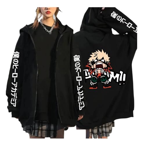 zhedu My Hero Academia Sudaderas con Cremallera Anime Dibujos Animados Impreso Hombres Mujeres Chaquetas Estilo Universitario Manga Larga Personalidad Jersey Ropa De Abrigo Juvenil (Color 01,XL)