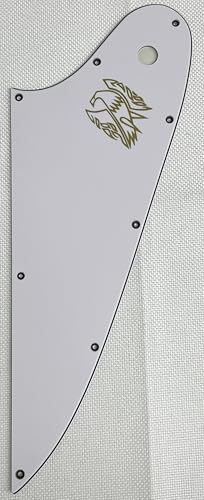 Golpeador de guitarra Gibson Firebird estilo logotipo (3 capas, blanco (logotipo dorado)