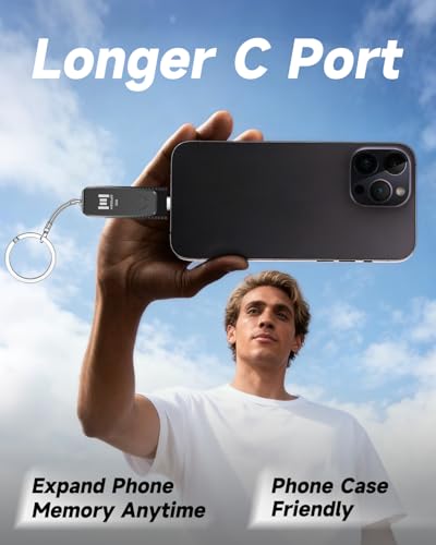 Image of MOSDART 32GB USB C and A 3.1 Dual Flash Drive with Keychain, Black | Fits Android Phones, iPhone 15, 16, 17, Macbook, iPad, For Photos and Videos, USB-C Port Protection, Phone Case Friendly