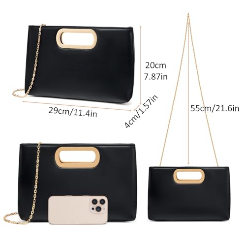 Image of DETARA Clutch Purses for Women Cut Out Handle Clutch PU Leather Evening Bag Elegant Purse for Women Formal Wedding Party