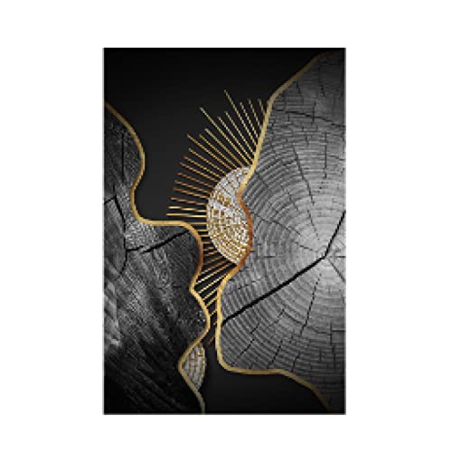 Grain Annuel Anneau Déco Maison Toile Art Abstrait Noir et Blanc