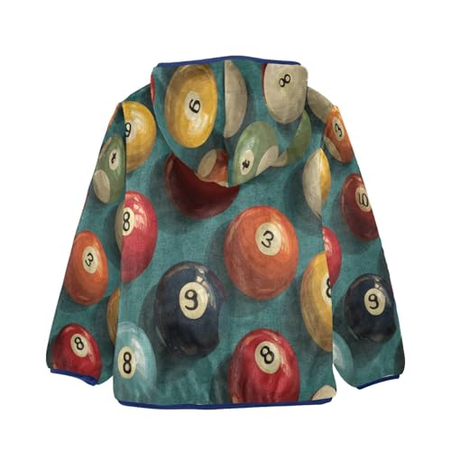 Billiard Balls Pattern Print Design Toddler Fleece Jacket Girl Boys Hooded Fleece Jacket Coat Warm2