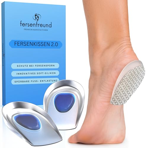 FERSENFREUND© Fersensporn Einlagen - NEU MIT ANTIRUTSCH SOHLE - Fersenkissen Geleinlagen aus 100% ECHTEM SILIKON Fersenkeil Gelkissen für Schuhe Ferse Gel Schuheinlagen Fersenpolster Gelpads (Frauen)