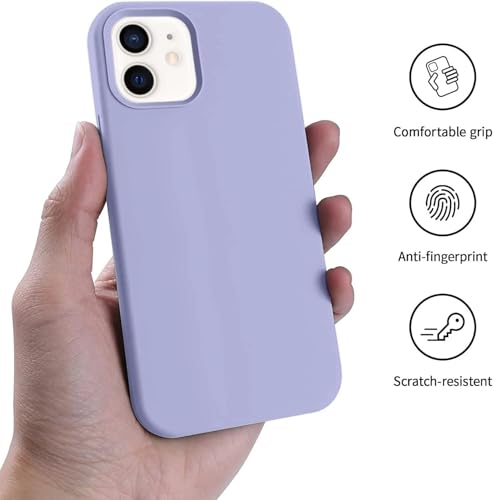 Image of Premium Liquid Silicone Case for iPhone 12 & 12 Pro - Slim Full Body Protective Back Cover with Soft Microfiber Lining, Anti-Slip Grip Scratch Resistant Phone Case(Lavender)