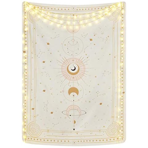 Yugarlibi Moon Star Tapestry, Tarot Card Constellation Wall Hanging Wall Art Tapestries Home Decoration for Bedroom Living Room, 59.1x51.2 Inch (150x130cm) Cover