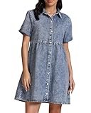 GRAPENT Shirt Jean Dress Summer Dresses for Women 2025 Party Casual Elegant Spring Dresses for Women House Going Out Baggy Cotton Maternity Denim Dress Color Bay Blue Oversized Large Size 12 Size 14