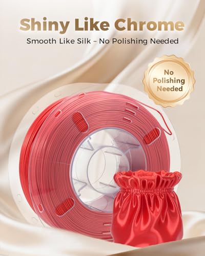 Image of VOXELAB Silk+ PLA Filament 1.75mm, Shiny Chrome-Like Finish with Enhanced Layer Adhesion, 1kg (2.2lbs) for Most FDM 3D Printers, Smooth & Flawless Printing(Red)
