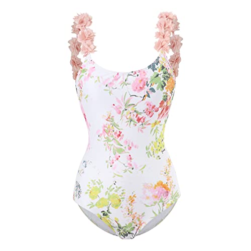 IDOPIP Damen Badeanzug Mit Blumendruck - V-Ausschnitt Monokini Mit Bauchweg & Strandrock Coverup
