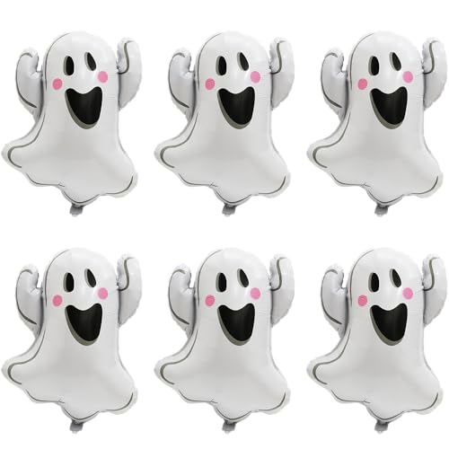 Cute Ghost Balloon Spooky Halloween Balloon Day Of Death New Year Birthday Spooky Party Supplies 6 Pack Cartoon Ghost Balloons Happy Halloween Christmas Birthday Baby Shower Bachelor Boo Decoration