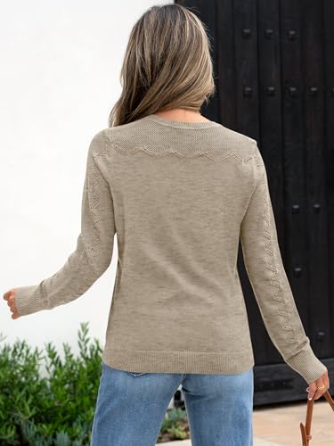 ANRABESS Womens Long Sleeve Sweaters Wool Blend Crew Neck Hollow Out Business Casual Work Tops 2025 Fall Outfits3