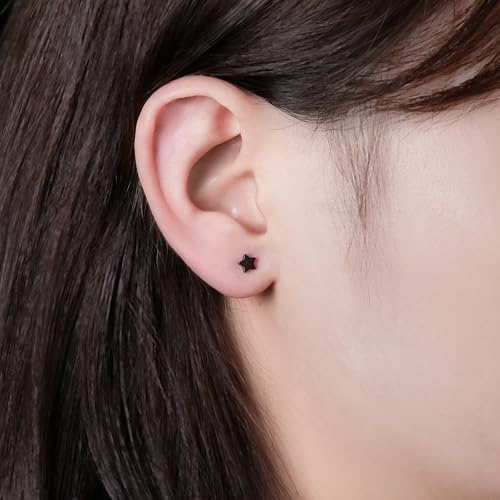 limerencia G23 Hypoallergenic Titanium Flatback Heart Earrings Stud 5mm Simple Classic Heart/Star Shaped Cartilage Helix Screw Back Earrings for Sensitive Ears2