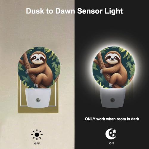 Image of EKOBLA Sloth Night Light, Adorable Jungle Animal Night Lights Plug Into Wall with Auto Sensor for Bedroom, Bathroom and Kitchen