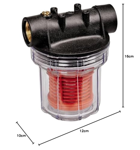 Original Einhell Vorfilter 12 cm (Pumpen-Zubehör, Entlüftungsschraube, Messing-Innengewinde, herausnehmbarer Feinfilter, max. Durchfluss 4000 l/h)