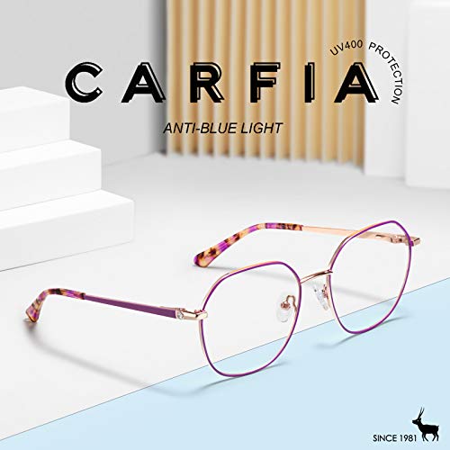 Image of CARFIA Nerd Costume Glasses for Halloween Cosplay Non-Prescription Clear Lens Prop Women Blue Light Blocking Glasses