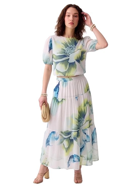 meedee Flora Premium Georgette Floral Print Co-Ord Set-picture-53
