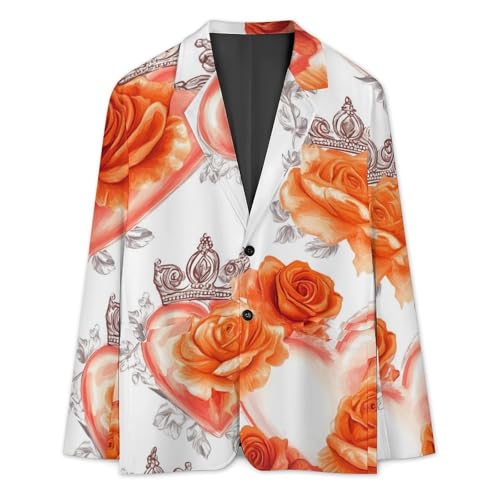 Valentine's Rose Heart Men's Slim Suit Long-Sleeve Prom Tuxedo Classic Two Button Business Jacket3