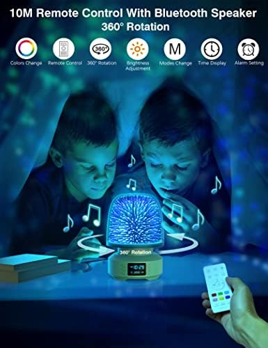 Night Light Bluetooth Speaker,360°Rotation 3D Effect Glass Starry Nightlight with Remote Control,Bedside Lamps Dimmable Colour Change Desk Night Lamp for Bedroom Living Room,Gift for Baby Kids Adults