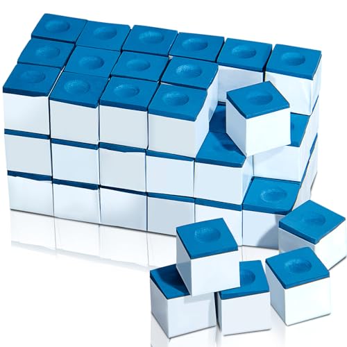 Junkin 48 Pcs Pool Chalk Cubes for Billiard Cue Sticks, 48/72/144 Pack Options, Table Accessories for Clubs, Bars & Home (Blue)