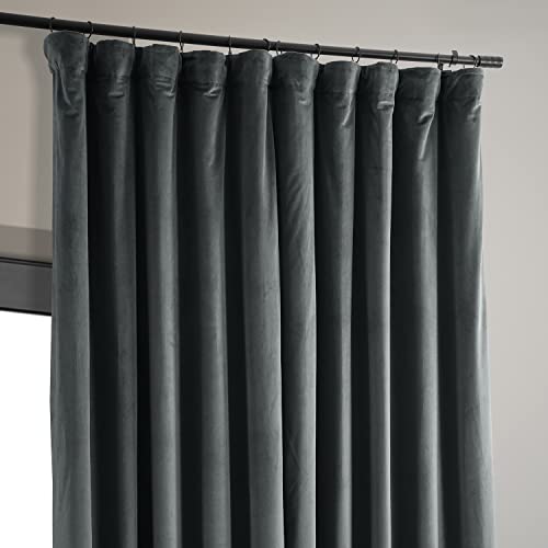 HPD Half Price Drapes Signature Velvet Thermal Blackout Curtains for Living Room 108 Inch Long (1 Panel) Rod Pocket Insulated Blackout Curtains for Bedroom Window Curtains, 100W x 108L, Natural Grey