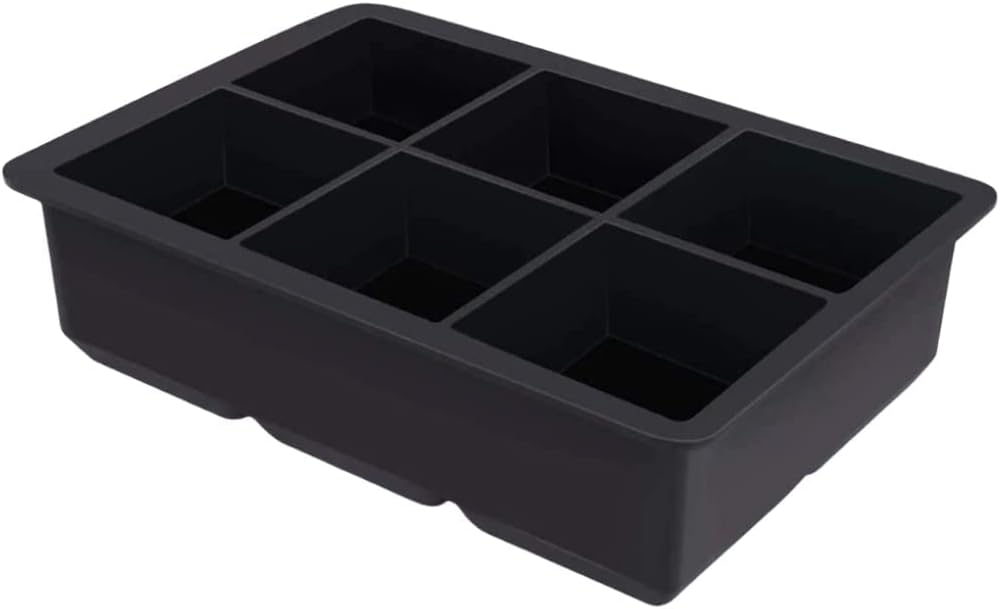 Silicone Ice Cube Tray Size : 6-Square (Big)[Multicolor] Pack of 1, Black