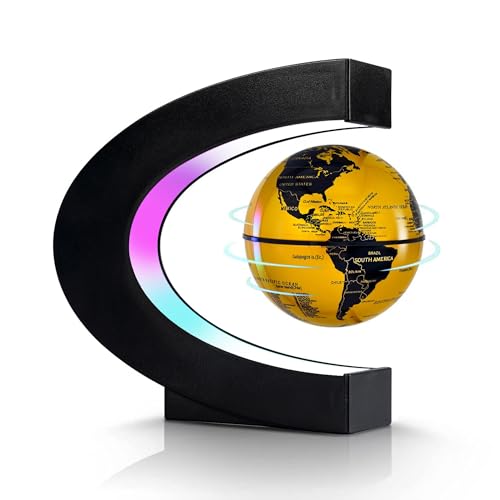 Image of Flagest Magnetic Levitation Floating Globe, Levitating C Shape Globe with LED Lights for Education Home Office Desk Decor, Holiday Anniversary Creative Item(3.3 Inches)