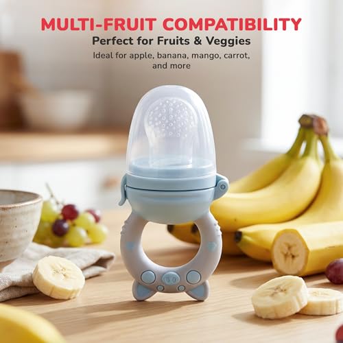 Image of Baybee Silicone Fruit Nibbler & Baby Food Feeder | Baby Teether & Pacifier for 3+ Months Toddlers | Babies Fruit & Food Veggie Teether for Infants | Hygenic & BPA Free Extra Soft Organic (Blue)