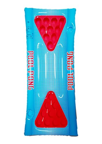 Henbrandt Aufblasbarer Beer Pong Tisch 166 cm x 77 cm Pool Pong Schwimmendes Trinkspiel für Geburtstagsfeiern Junggesellenabschied Junggesellenabschied Sommer Spaß Air Raft Lounge Tischspiele für
