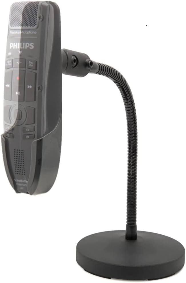 ECS WordFlex Gooseneck Holder Stand Compatible with Nuance PowerMic 4 & Philips SpeechMike Microphones SMP4000, SMP4010, LFH3200, LFH3210, LFH3500, LFH3510, SMP3700, SMP3710, SMP3800 Ease Hand Stress