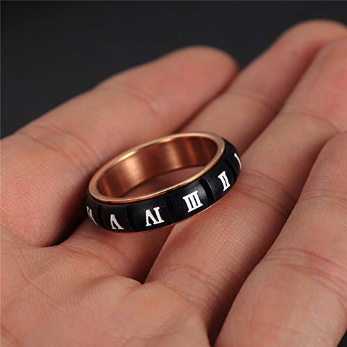 Image of PAURO Roman Numerals Spin Worry Ring | Unisex Stainless Steel, Roman Numerals Spin Worry Ring for Anxiety