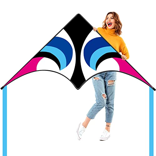 Kaiciuss Delta Kite for Kids & Adults Easy to Fly Large, Sing Line for Beginners, Easy Flying Kite for Boys & Girls with 4 Ribbon and 300 ft String...