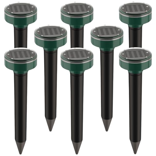 8 Pack Mole Repellent Solar Powered, Snake Repellent Outdoor for Yard, Ultrasonic Deterrent Stakes