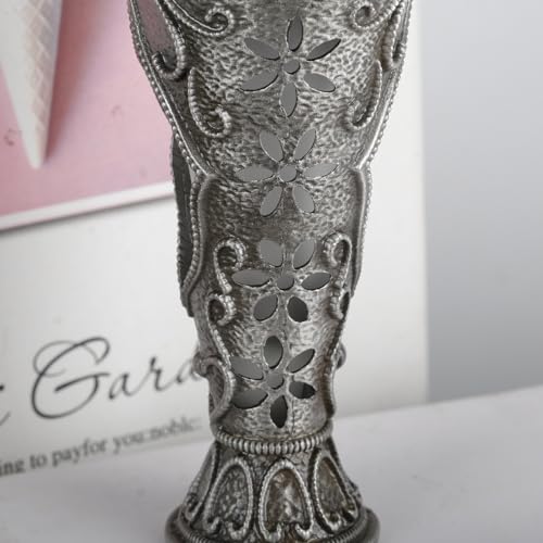 SEVENBEES 25ml Antique Silver Vintage Glass Perfume Bottle with Sunflower Pattern - Refillable Empty Decorative Bottle for Essential Oils Frafance - Hand-Painted Enameled Gift for Girl Women