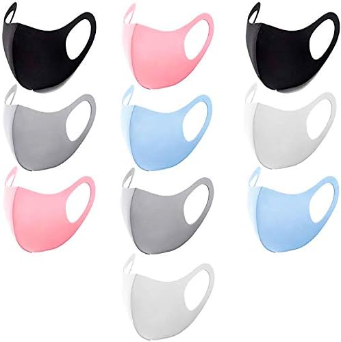 10 PACK Face Covers with Elastic Ear Loop Cover Full Face Anti-Dust, Unisex, Washable and Reusable for Men and Women, soft on the face and skin (Colorful)