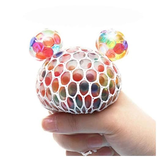 BSTTAI Glibberball smulrande boll i nätet | Anti-stress boll | 6 cm diameter | Regnbåge knådande boll smulrande boll i nätet | för kontoret eller barnens födelsedagsfest