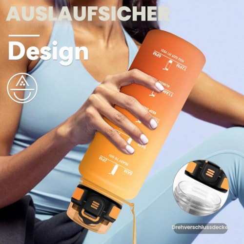 Sportflasche 1,5L, Auslaufsicher Trinkflasche mit Strohhalm, Wasserflasche Kohlensäure Geeignet… – Ansicht 4