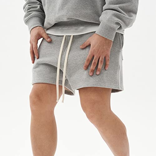 Short de sport homme coton musculation fitness gris pantalon court course YXWYXWA