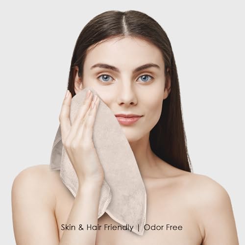 Image of HOUSSE Microfiber Face Towels | Ultra Absorbent, Odour-Free, Quick Dry 450 GSM Face Towel for Home, Gym, Travel, Running & Personal Use | 30x30 cm | Set of 6 in One Colour (Peachy Pearl, Pack of 6)