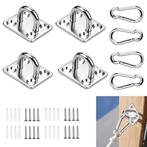 SWTYExt Edelstahl Augplatte mit Karabiner, 8Stk