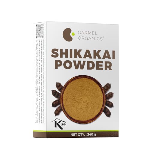 Image of CARMEL ORGANICS Shikakai Powder 340g - Natural Hair Cleanser & Conditioner - Promotes Healthy Scalp and Hair Care, Natural, No Added Preservatives,Sikakai Podi