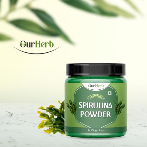 Image of Spirulina Powder (200g | 7 oz) | For Men & Women | Natural Superfood | Support Digestion & Skin health | Rich in Protein, Vitamins & Minerals | Boost Energy & Immunity with Spoon.