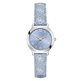 Guess Orologio Youth 30mm - Cinturino in denim blu quadrante blu cassa tono argento
