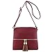 DELUXITY Lightweight Medium Crossbody Bag with Tassel (Wine)