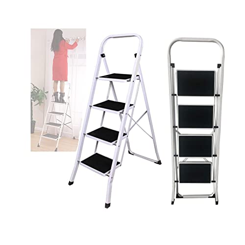 4 Stufen Klappleiter Trittleiter Klappstufen Klappbar Leichte Stehleiter Anti-Rutsch-Schritte für die Reinigung der Küche im Home Office Dekorieren Lackieren