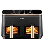 COSORI Dual Air Fryer, 8.5L Family Capacity, 8-In-1, Sync Cook & Finish, 2 Non-Stick Drawers with Visible Window, Energy Saving, 50+ Online Recipes, Dishwasher Safe, 35℃ to 230℃, Gold