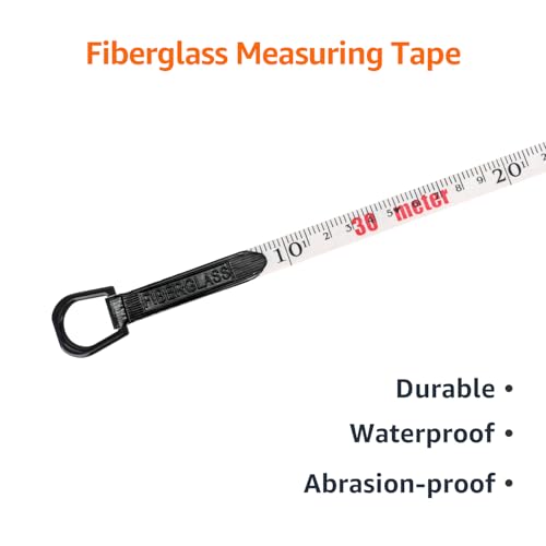 Foto von Amazon Basics Offenes Rollbandmaß, Glasfaser, 100 Fuß (30 m) , Skala, stoßfestes Gehäuse, Orange