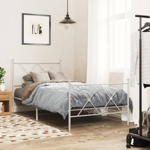 Genérico Estructura Cama sin colchón con Estribo Metal Blanco 90x190 cm,Mobiliario,Camas y Accesorios,Camas y somieres-376561