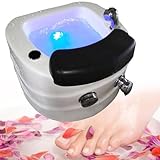 Vasca idromassaggio portatile, pedale regolabile, funzione massaggio, luci LED, acqua calda/fredda, scarico automatico per rilassamento e cura dei piedi