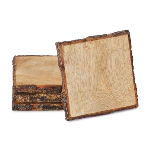 Thirstystone 4-Pack Mango Wood Coasters with Bark Edges 4” Square